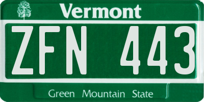 VT license plate ZFN443