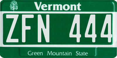 VT license plate ZFN444