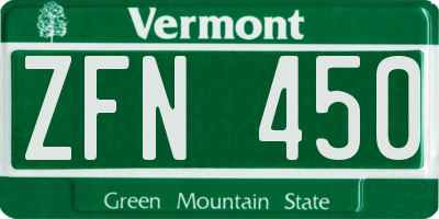 VT license plate ZFN450