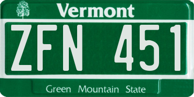 VT license plate ZFN451
