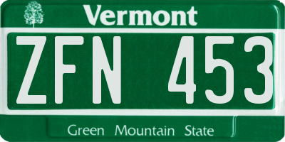 VT license plate ZFN453