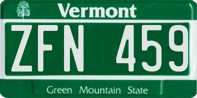 VT license plate ZFN459