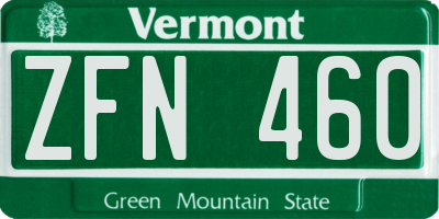 VT license plate ZFN460