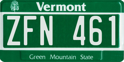 VT license plate ZFN461