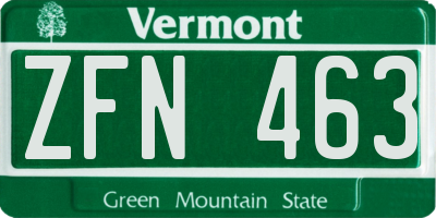VT license plate ZFN463