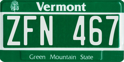 VT license plate ZFN467