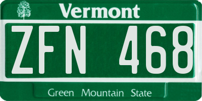 VT license plate ZFN468
