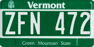 VT license plate ZFN472