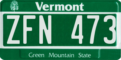 VT license plate ZFN473