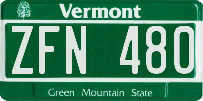 VT license plate ZFN480