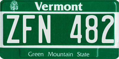VT license plate ZFN482