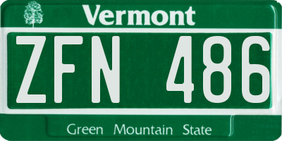 VT license plate ZFN486