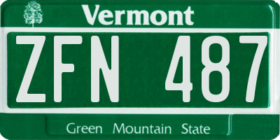 VT license plate ZFN487