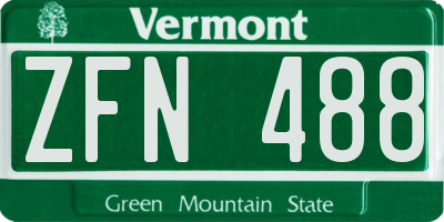 VT license plate ZFN488