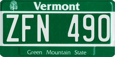 VT license plate ZFN490