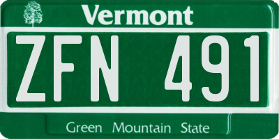 VT license plate ZFN491