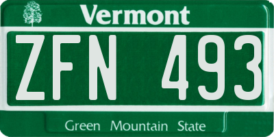 VT license plate ZFN493