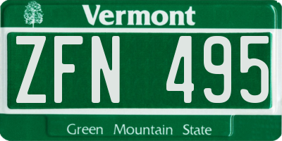 VT license plate ZFN495