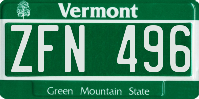 VT license plate ZFN496