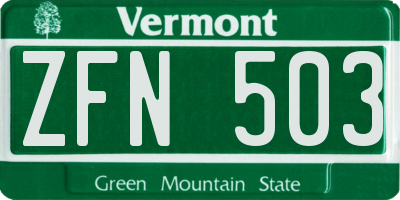 VT license plate ZFN503