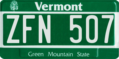 VT license plate ZFN507