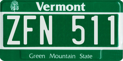 VT license plate ZFN511
