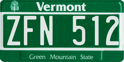 VT license plate ZFN512