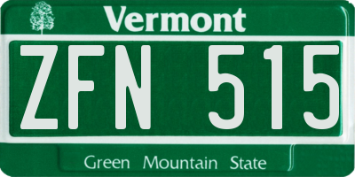 VT license plate ZFN515
