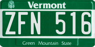VT license plate ZFN516