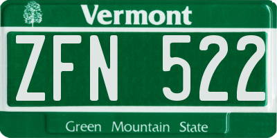 VT license plate ZFN522