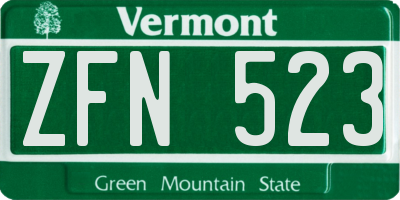 VT license plate ZFN523