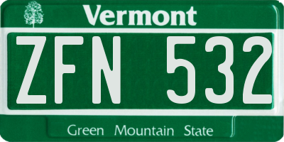 VT license plate ZFN532