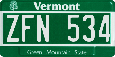VT license plate ZFN534