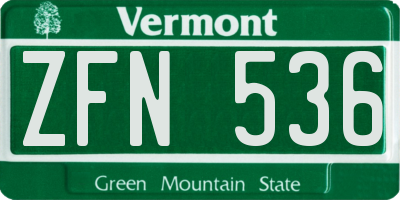 VT license plate ZFN536