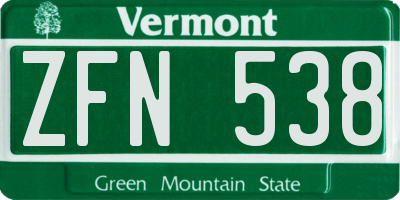 VT license plate ZFN538