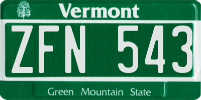 VT license plate ZFN543