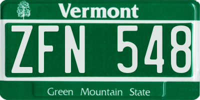 VT license plate ZFN548