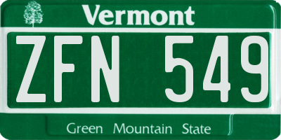 VT license plate ZFN549