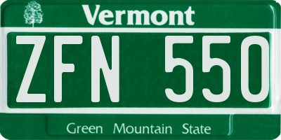 VT license plate ZFN550