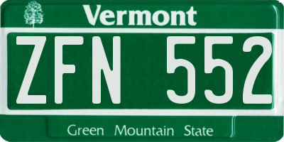 VT license plate ZFN552