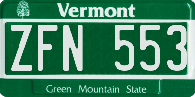 VT license plate ZFN553