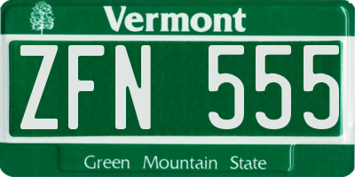 VT license plate ZFN555