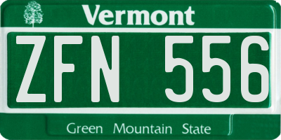 VT license plate ZFN556