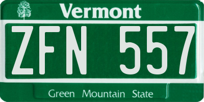 VT license plate ZFN557