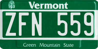 VT license plate ZFN559