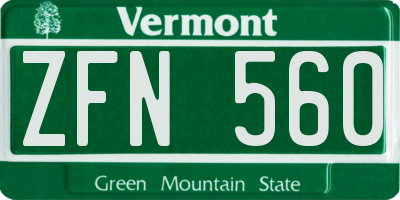 VT license plate ZFN560