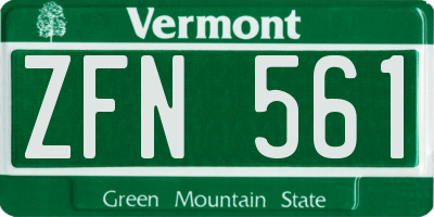 VT license plate ZFN561