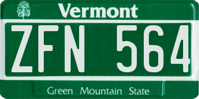 VT license plate ZFN564