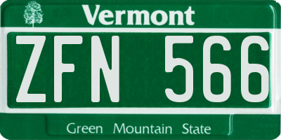 VT license plate ZFN566