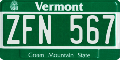 VT license plate ZFN567